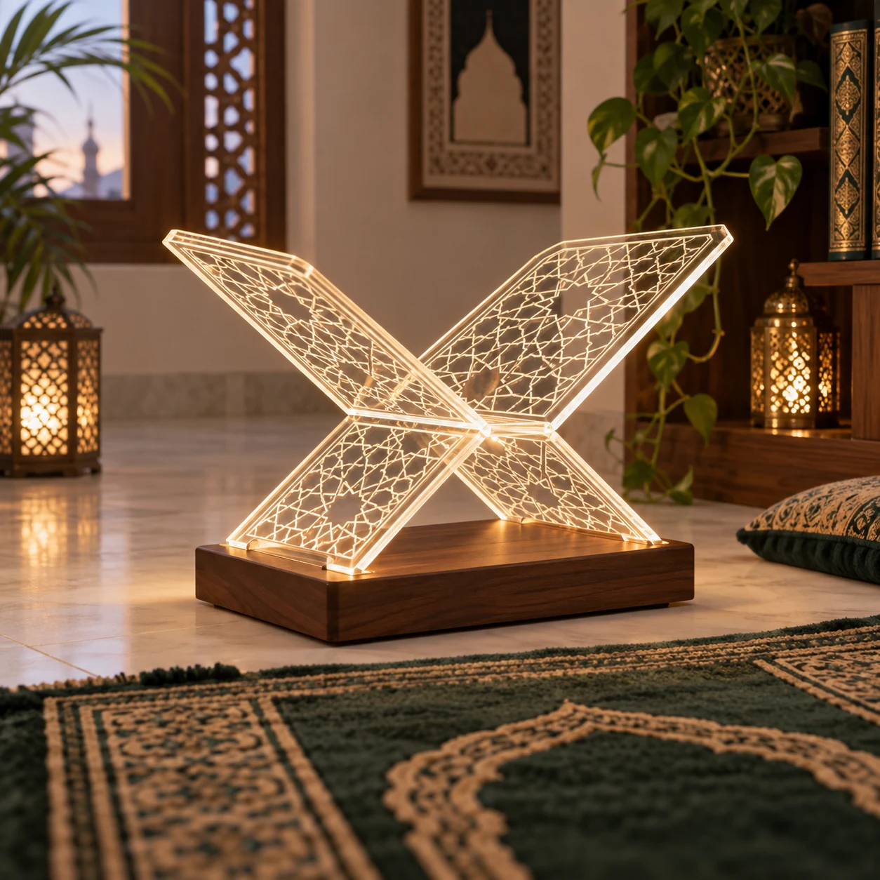 Warm LED acrylic Quran stand lamp