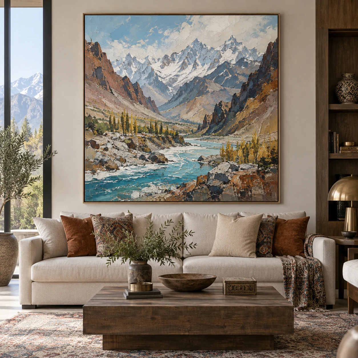 Abstract Hunza Valley landscape canvas painting
